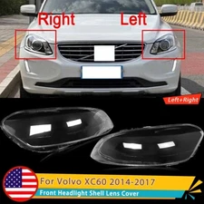 Pair Headlight Lens Cover Replacement Clear For Volvo XC60 2014-2017 Left+Right