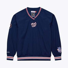 Mens Mitchell  Ness MLB CLASSIC NYLON PULLOVER CURRENT LOGO NATIONALS