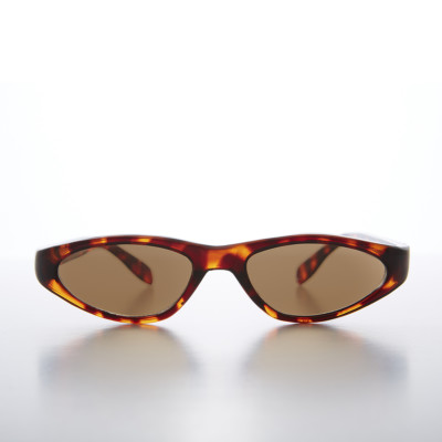 Tortoiseshell Edgy Small Cat Eye 90s Vintage Sunglass Brown Lens