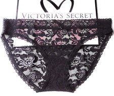 VICTORIA'S SECRET Bikini Panty VS Black Lace S M L NWT