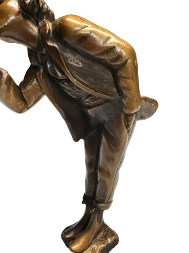 RARE Bronze Carl Theodor Wegener Statue Figure - English Boy Smoking Pipe - 第 3/8 張圖片