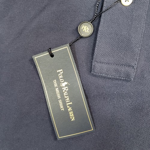 NWT Vtg Polo Ralph Lauren Mesh Shirt Mens XL Blue Solid Pony Cotton Short Sleeve - Picture 4 of 11