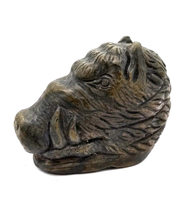 200 BC Ancient Roman Carved Stone Figure Wild Boar Head Artifact Intact