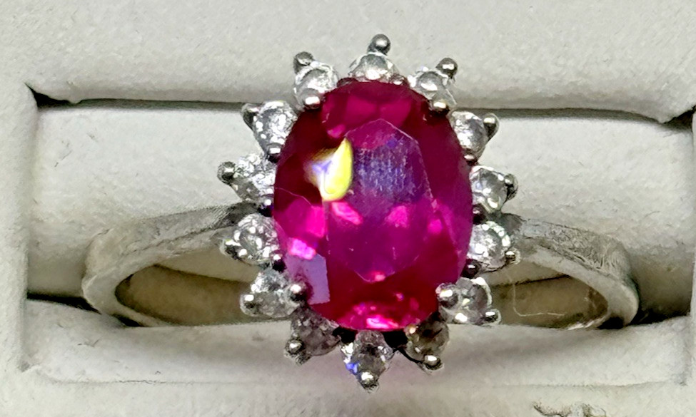 Vintage Designer "S" Lab Created Ruby Ring 2ct Ha… - image 3
