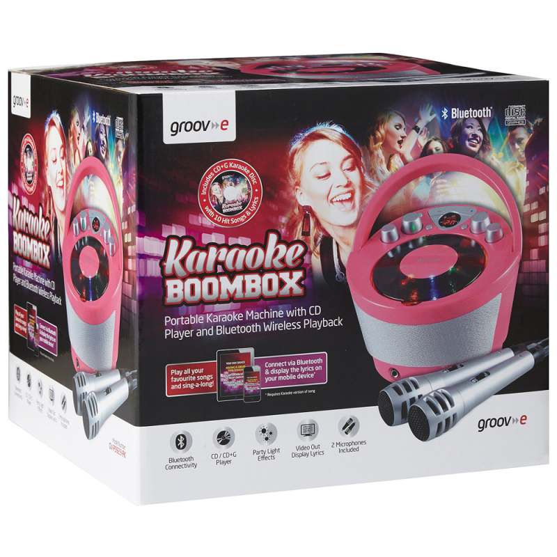 Groove GVPS923PK Portable Karaoke Boombox with CD Player and Bluetooth Playback eBay