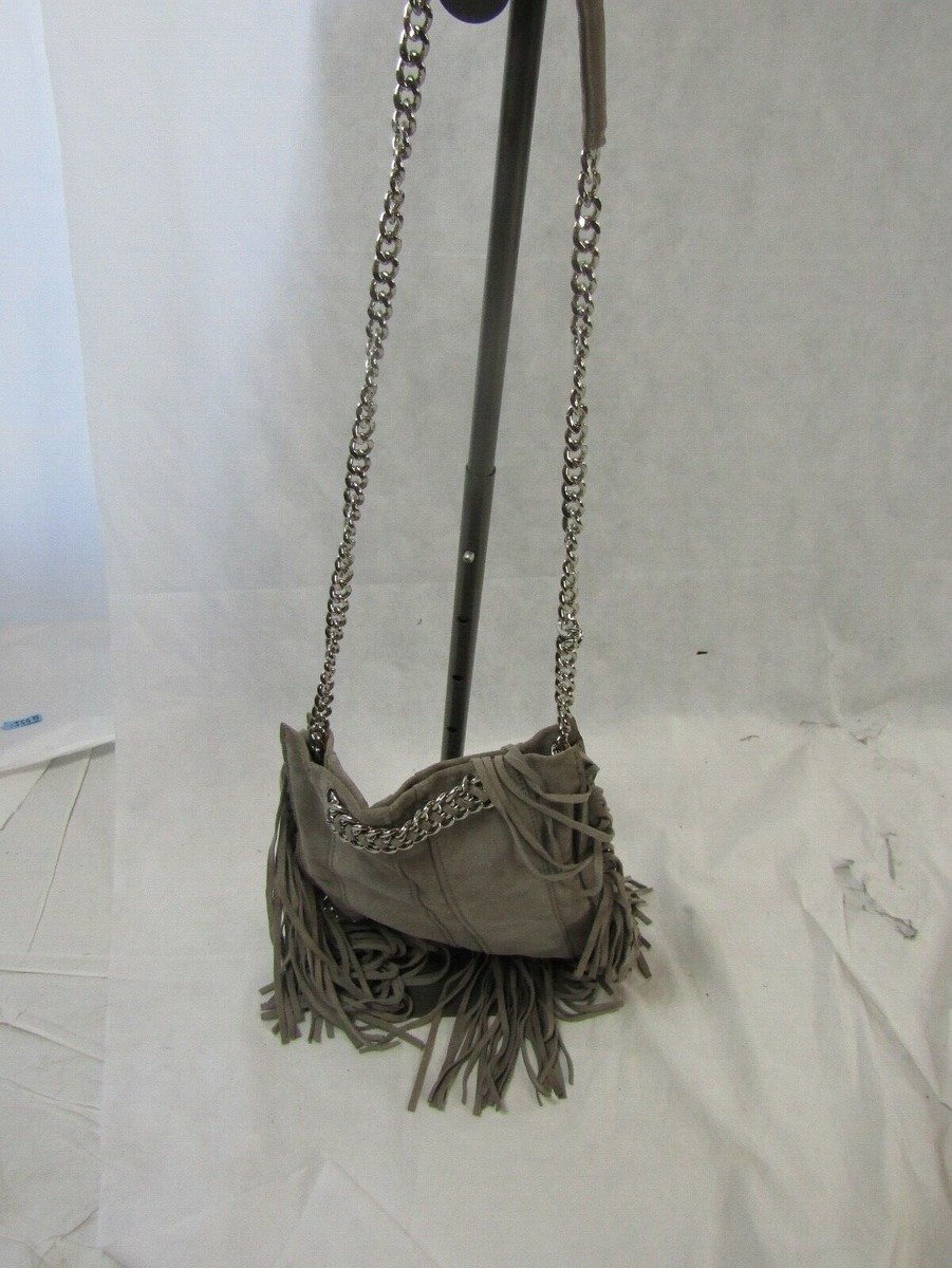 Ramy Brook Grey Suede Fringe Chain Large Handbag | eBay