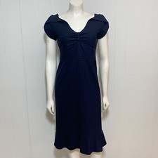 Maeve Anthropologie Dress Women's 6 Blue Check Dark Academia Short Sleeve Ruffle