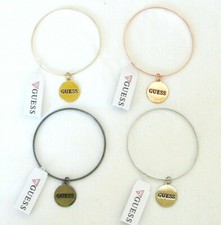 NEW GUESS ROSE GOLD,GOLD,GUNMETAL,SILVER TONE GUESS CIRCLE CHARM BRACELET,BANGLE
