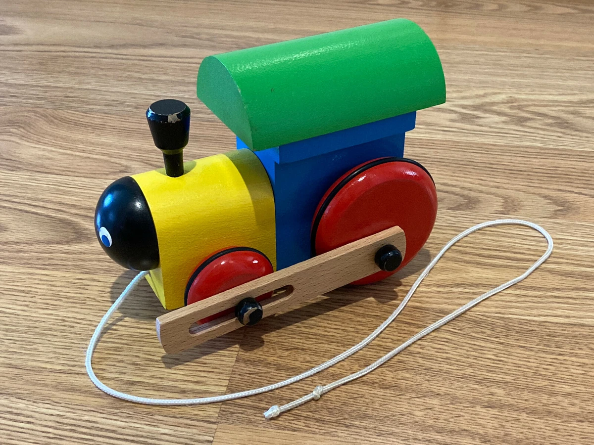 Wooden Train Pull Along Toy eBay