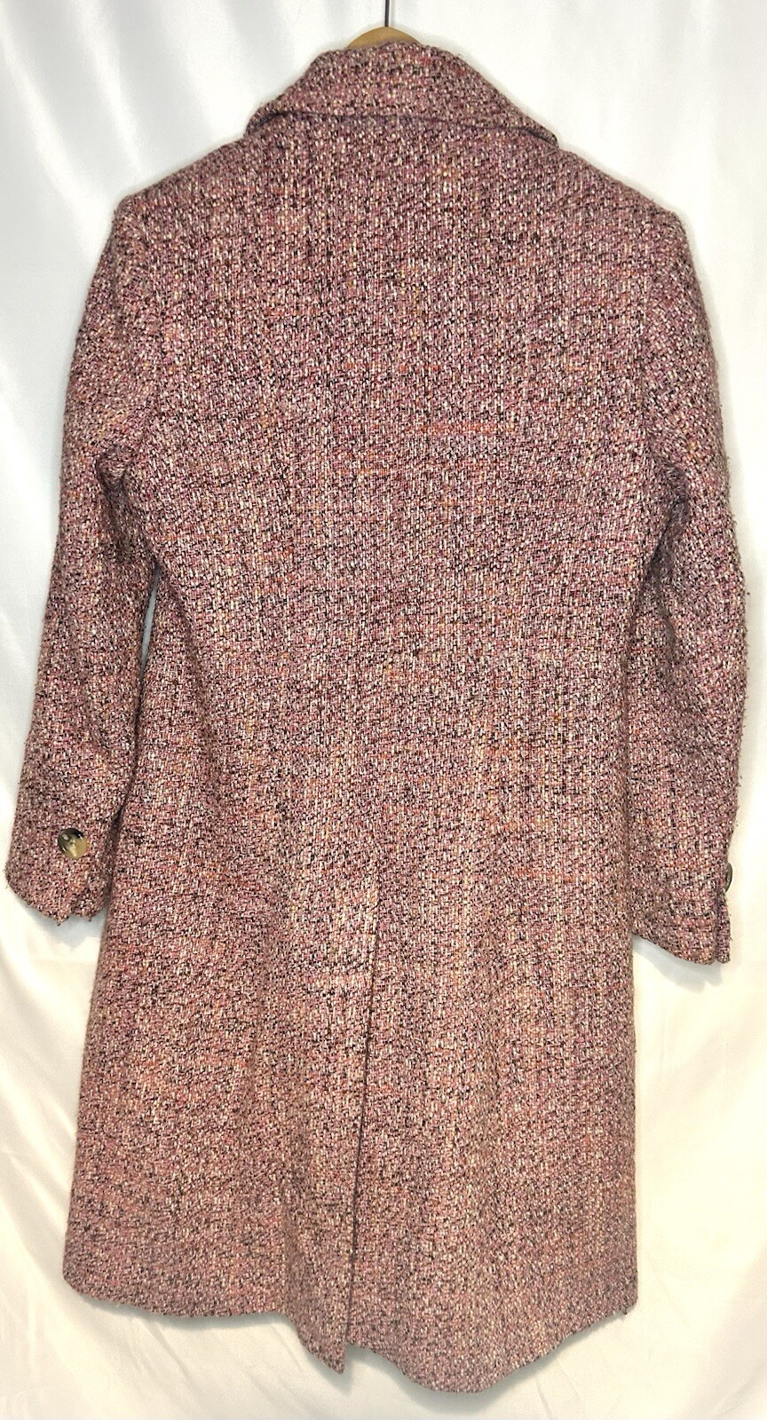 NEXT Wool Coat Womens 14 Pink Speckled Including Brown Red Yellow Button Fasten image 9