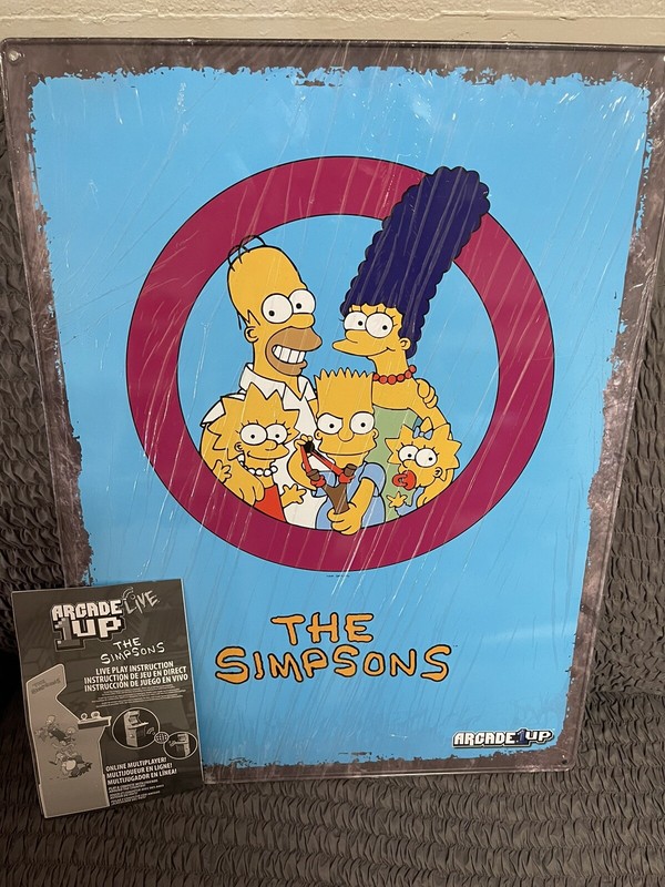 THE SIMPSONS Arcade1up Big Tin Sign 18” x 24” Brand New In Plastic Rare Vintage