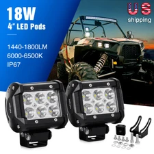 NILIGHT 2PCS 4" 18W LED Lights Bar Spot Pods Off Road Driving Fog Light Tractor