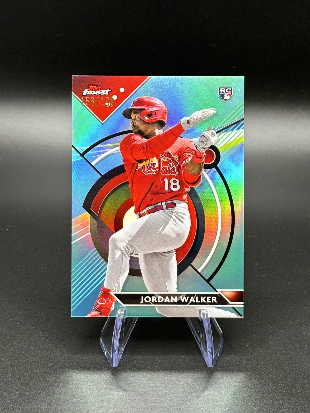 2023 Topps Finest Jordan Walker #60 (RC) Aqua Refractor #156/199 - Cardinals