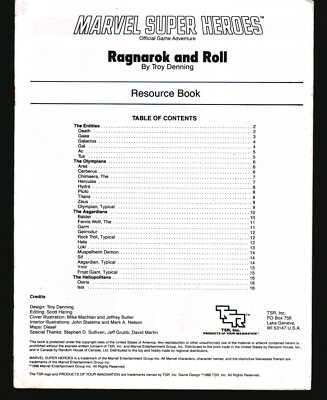 Marvel Super Heroes - Ragnarok And Roll BOOKS ONLY NO COVER OR MAP TSR 6880 1988