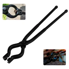 17 Inch V-Bit Bolt Blacksmith Tongs, Wolf Jaw Tongs Assembled Knife Making