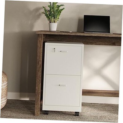  File Cabinet - 2-Drawer Cabinet with Lock and Deep Drawer Storage  Small White