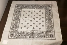 Lot of 10 - White Paisley Bandanas 100 Cotton 22x22 inch  reg 3 each - NWT