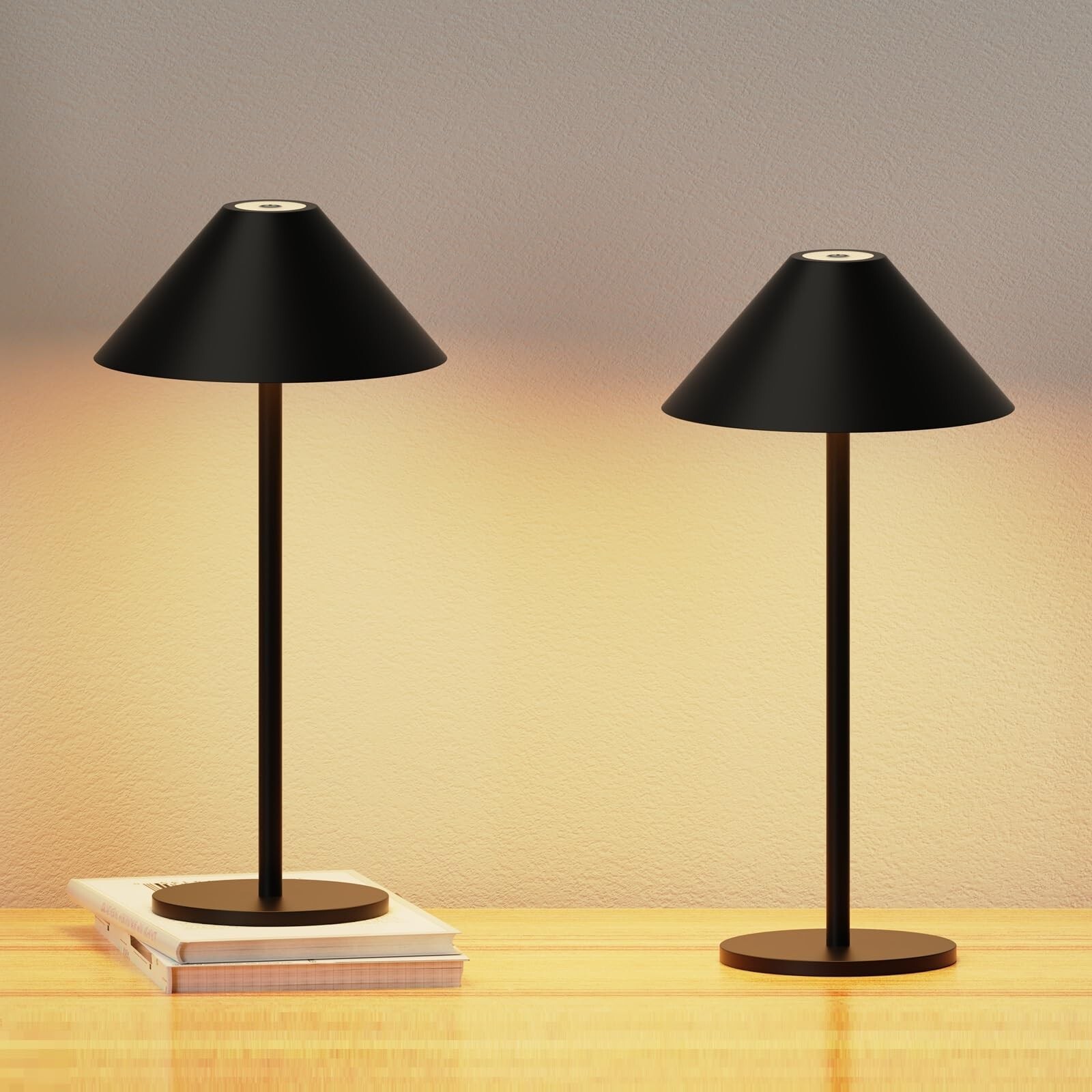 2 Pack Cordless Table Lamp, 5000mAh Rechargeable Battery Operated Lamp, 3 Col...