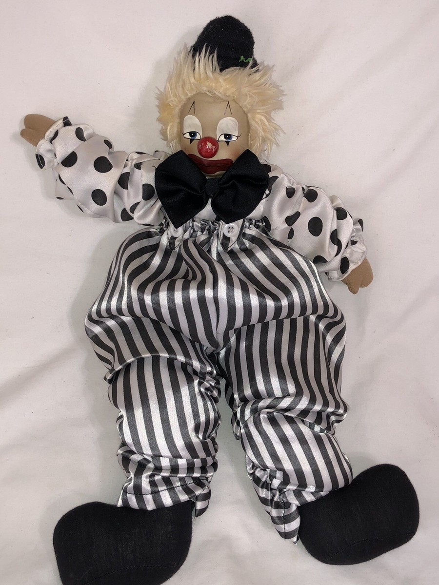 Collection Yves Rocher : Poupée Clown En Porcelaine Et Tissu, Nœud Papillon, 23cm – NEUVE