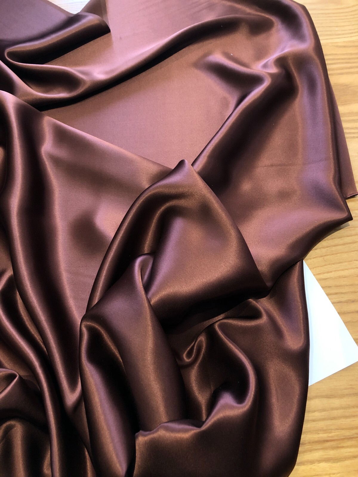 Pure silk crepe satin, 19 momme,  114 cm, chocolate, sold by half a metre