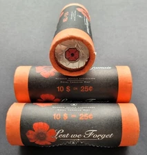 *** CANADA  2004  COLOURED  POPPY  QUATER  ROLLS  *** ONE  ROLL ***