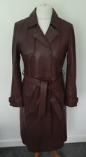 Lakeland - Soft Real Leather Belted Trench Coat Choc Brown Size 10 - Stunning