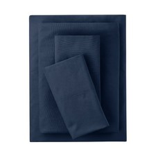 3 Piece 300 Thread Count Blue Cove Cotton Blend Percale Bed Sheet Set Twin XL