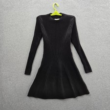 Hollister Women Dress L Black Skater Sweater Dress Slim Long Sleeve Rib Knit NWT