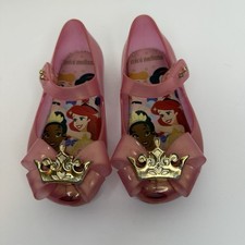Mini Melissa Disney Princess Shoes Mary Jane Pearly Pink Gold Crown Size 9