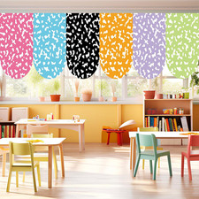 6 Pcs Composition Notebook Classroom Curtains Back to School Colorful Window Cur