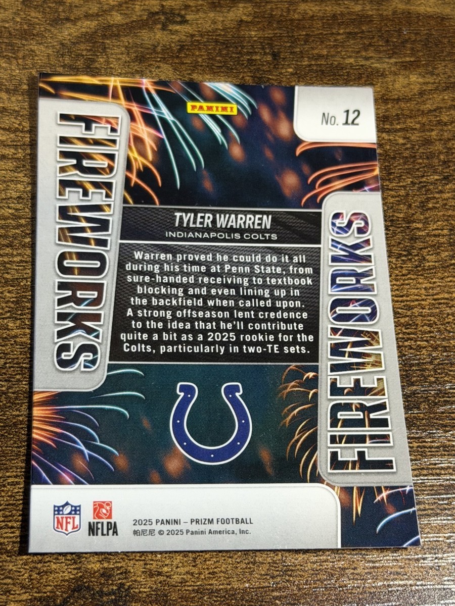 TYLER WARREN 2025 Panini Prizm #12 Rookie RC Fireworks | eBay