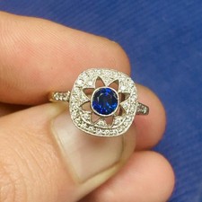 Art Deco 18ct Royal Blue Sapphire Ring - 1ct - Ceylon/Kashmir - UK Size L