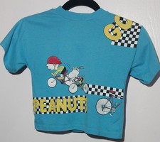 Vintage Peanuts Snoopy Charlie Brown Cycling Size 6 Tee Kids Shirt 1970s