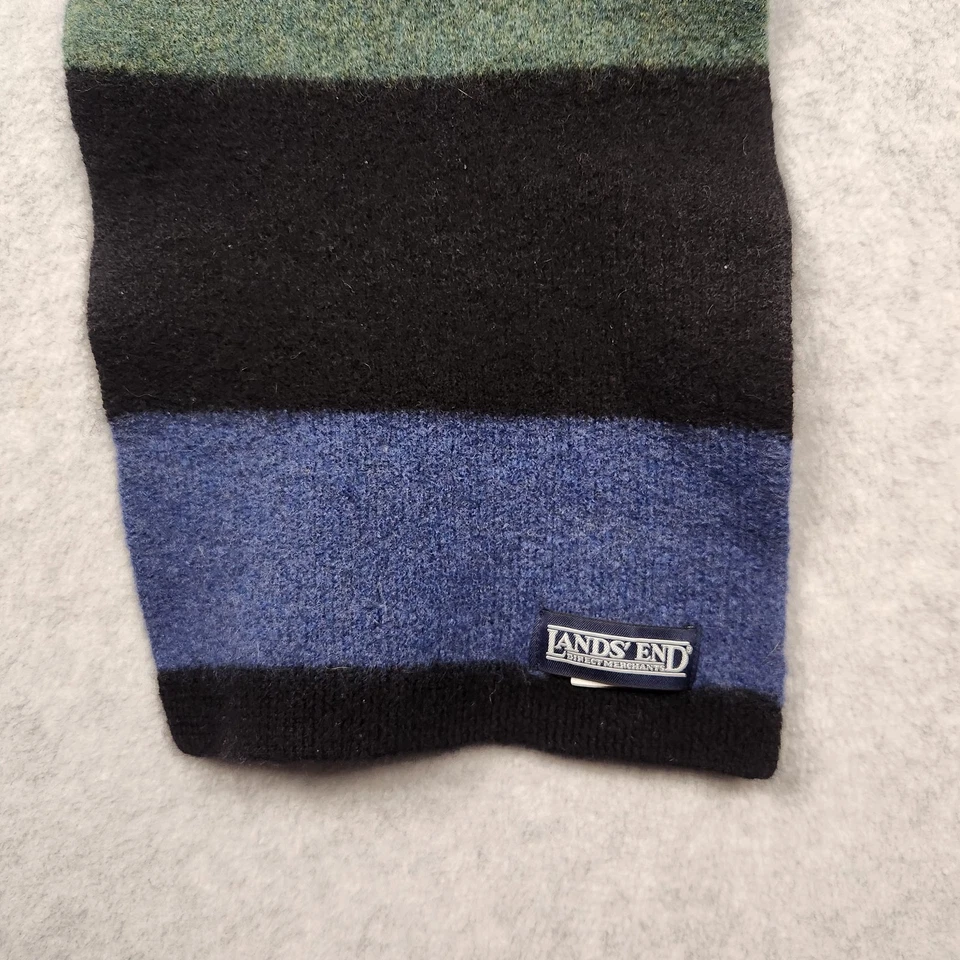Lands End Bufanda Para Hombre Grande Verde Azul Negro Rayas Mezcla Lana Invierno Cálida Foto 3 de 4