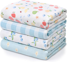 GLLQUEN BABY Muslin Swaddle Blankets 4-Pack Breathable Receiving Blankets 35" x