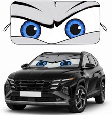 Gray Angry Eyes Windshield Sun Shade for SUV, 63 x 31.5 Foldable Front Window Su