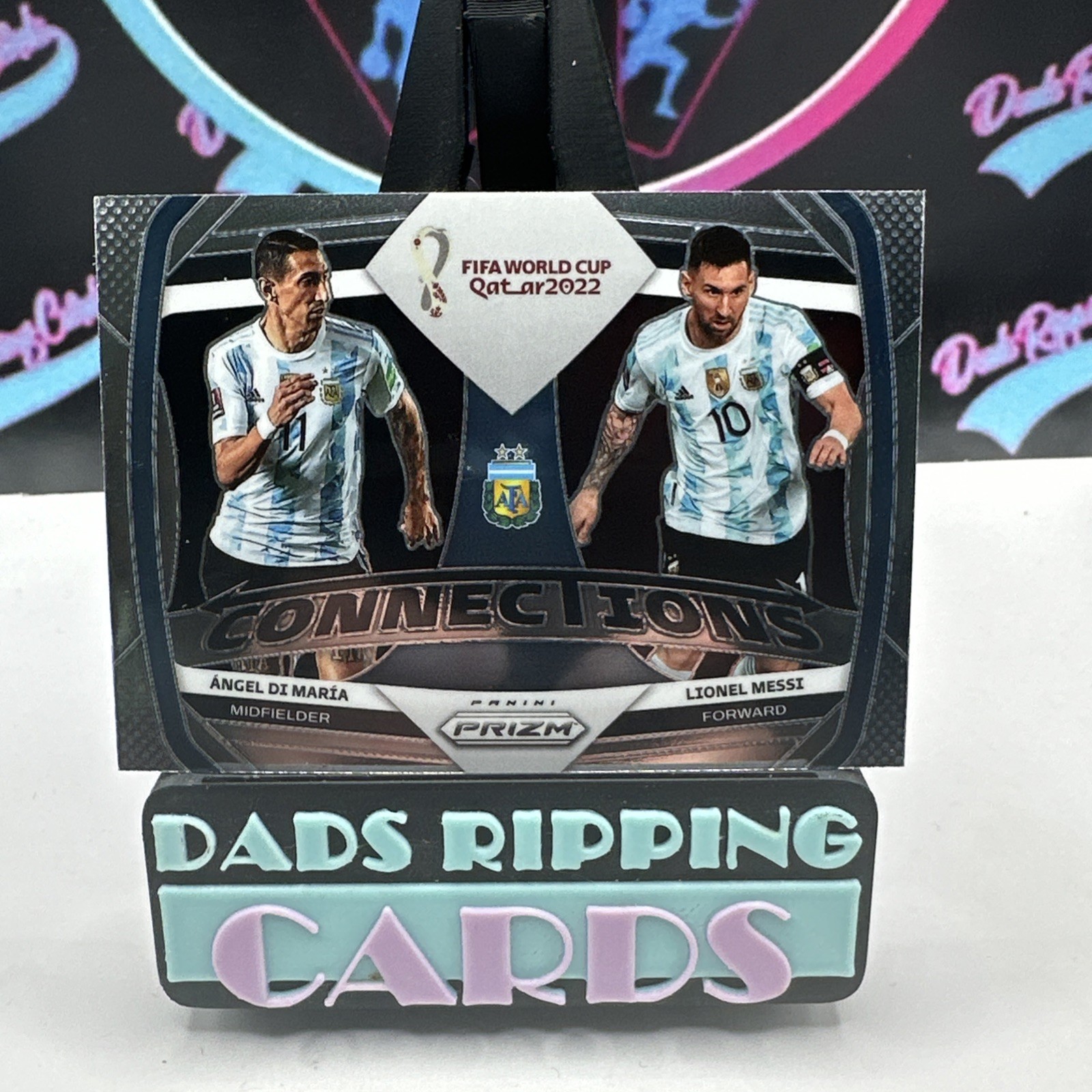 2022 Panini Prizm World Cup Qatar - Connections Lionel Messi, Angel Di Maria #1 view 2