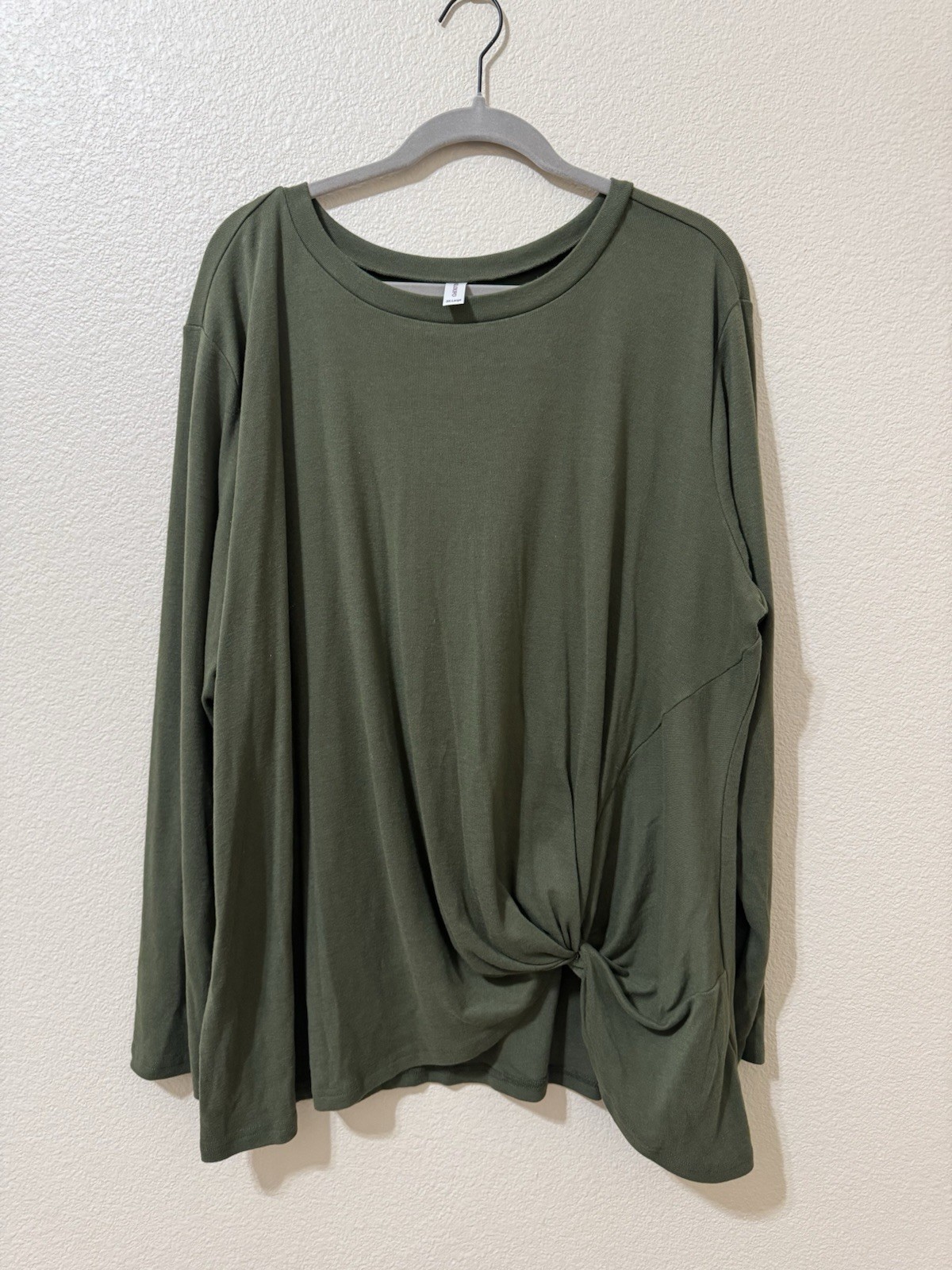 NILOUFO Knit Olive Green Twist Front Blouse Women's 3X-Large Long Sleeve