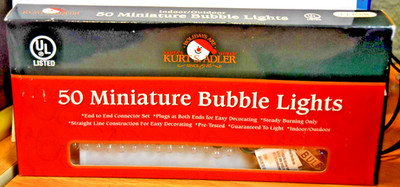 Kurt Adler 50 Miniature Bubble Christmas Lights Clear Bulb Green Wire*/