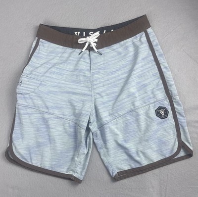 Vissla Mens Board Shorts Swim Trunks Blue Striped Beach Surf Casual