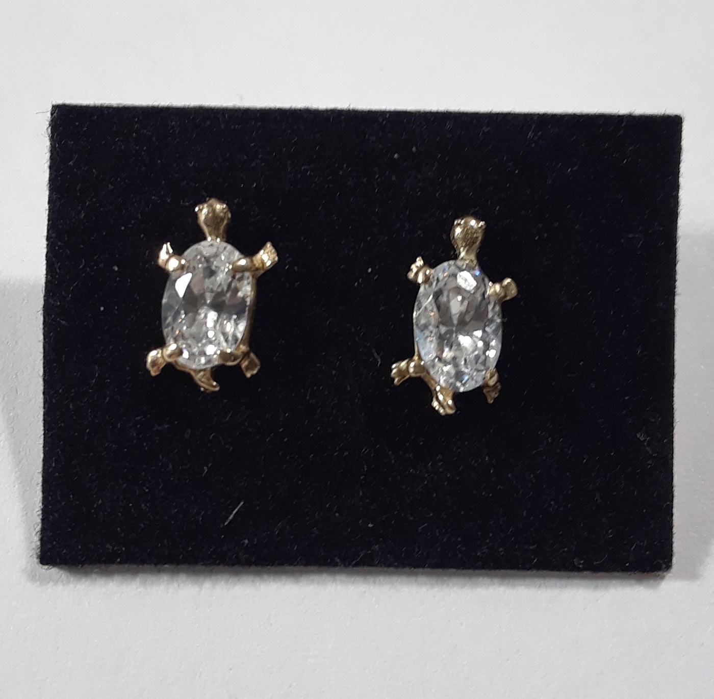 Cute Solid 14k Yellow Gold Turtle Shape Oval CZ S… - image 1