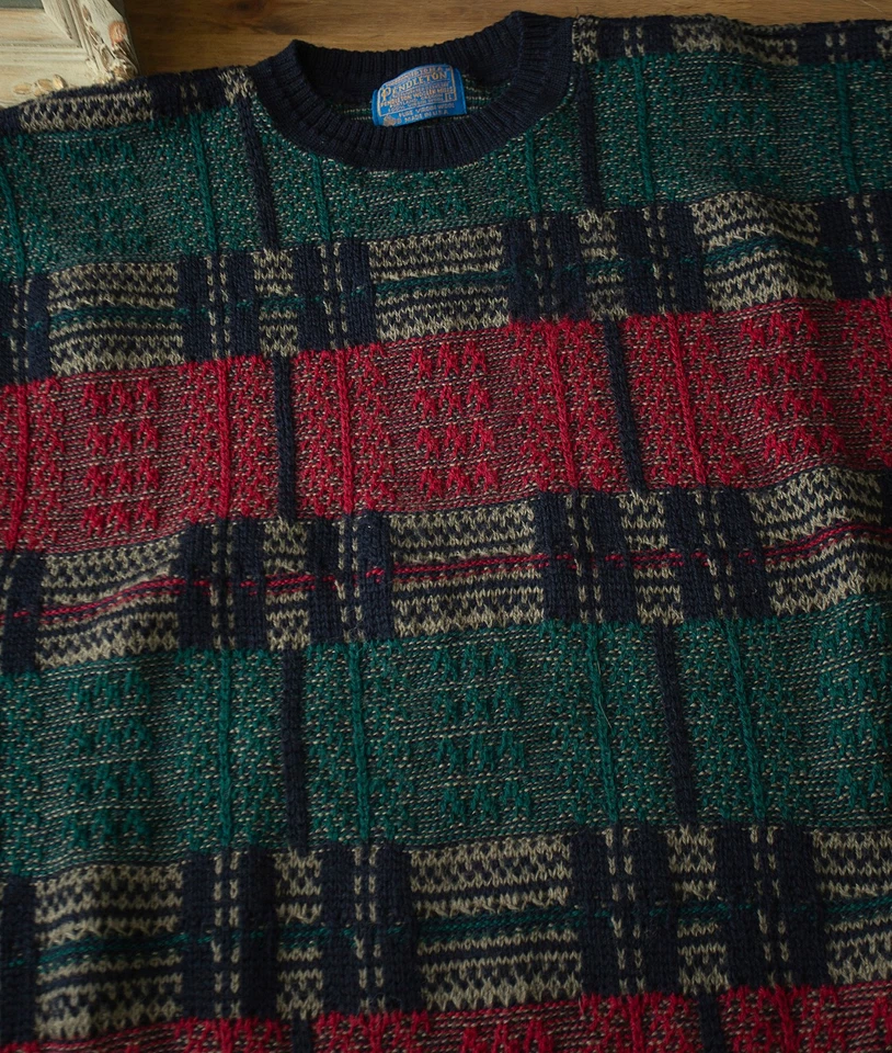 Vtg Pendleton Knit Sweater Men's L Wool Geometric Pullover USA - Image 4 of 4
