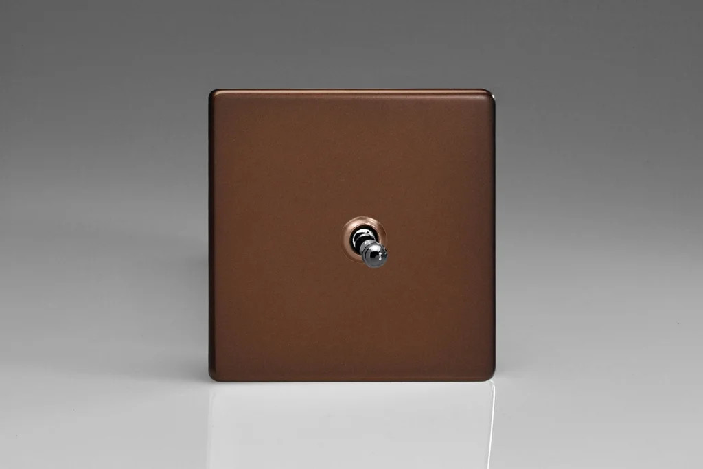 Switch Brown Toggle 10A 2-Way Screwless Mocha + Iridium Insert Varilight XDMT1S