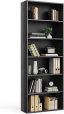 6 Open Shelf Bookcase, Large 63 Inch Tall Display Storage Shelves, Floor Standin