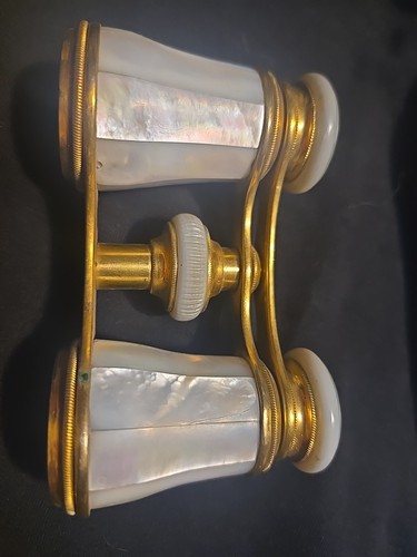 Paris Opera Glasses by Marchand 4" Late 1800s Mother Of Pearl Antique Brass
