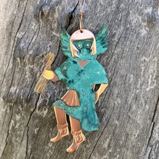 KACHINA CROW MOTHER Copper Verdigris Christmas Ornament Handcrafted AZ Southwest