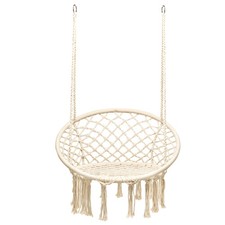 330 LBS Hanging Hammock Chair Macrame Swing Handwoven Cotton Backrest Backyard