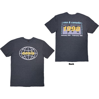 Oasis 1998 World Tour - USA/Canada T-Shirt Blue New | eBay