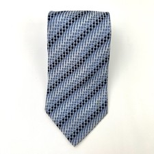 VERSA Men's Silk Tie Blue Black Stripes Necktie Handmade Milan New York 3 5/8x59