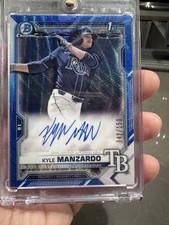 2021 Bowman Kyle Manzardo RC Chrome Auto 1st Blue Wave Refractor /150 Rookie